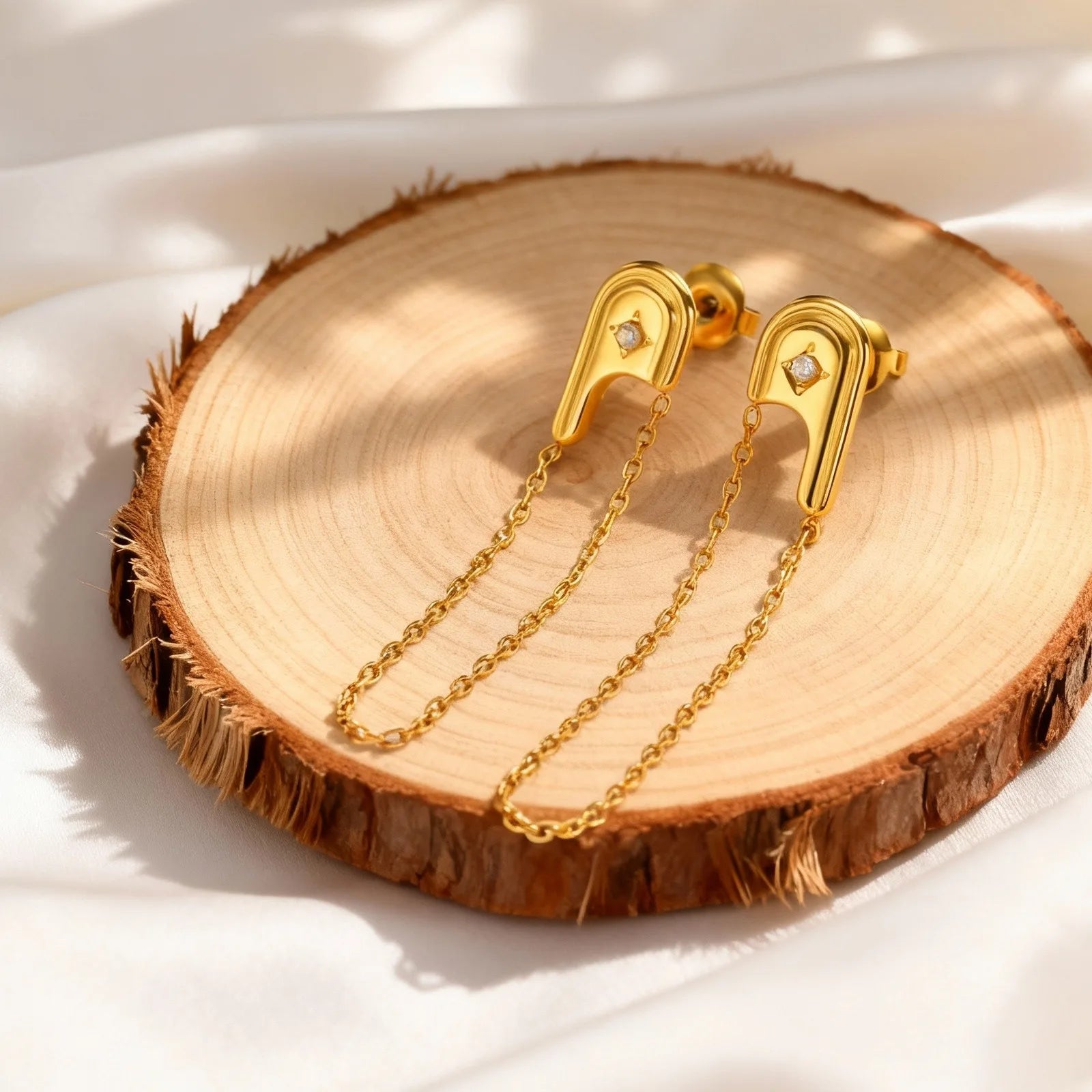 Fashion Stainless Steel Tassel Chain Earrings