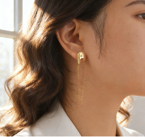 Fashion Stainless Steel Tassel Chain Earrings