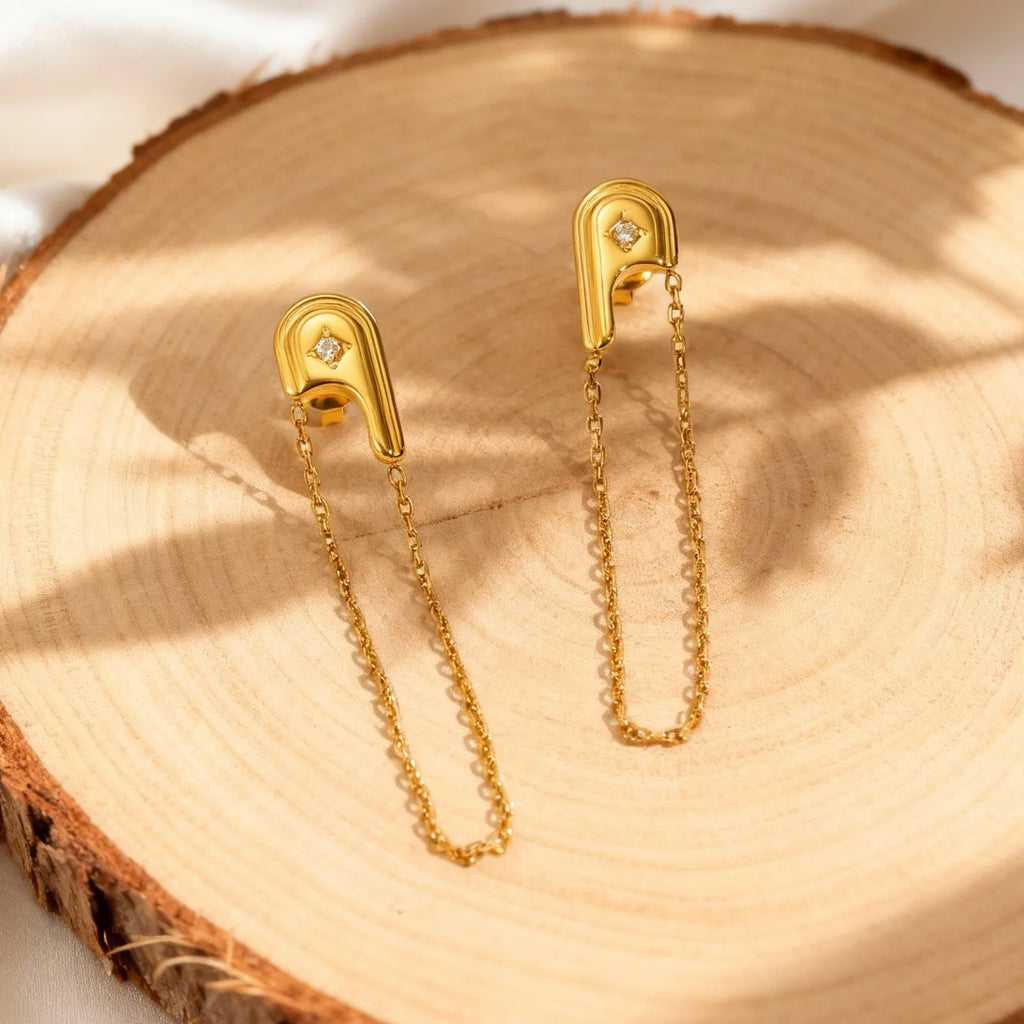 Fashion Stainless Steel Tassel Chain Earrings