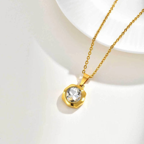 Collier Doré Zircone — Acier Inoxydable Waterproof